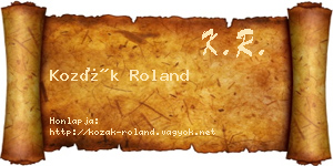 Kozák Roland névjegykártya